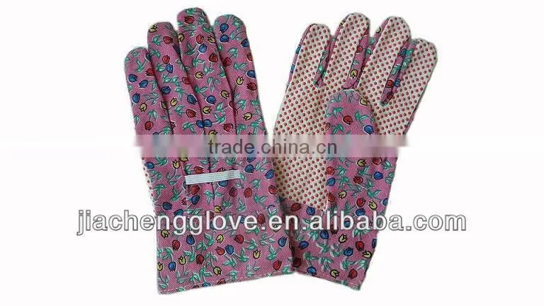 Garden Cotton PVC gloves,; pvc dot cotton glove; garden gloves