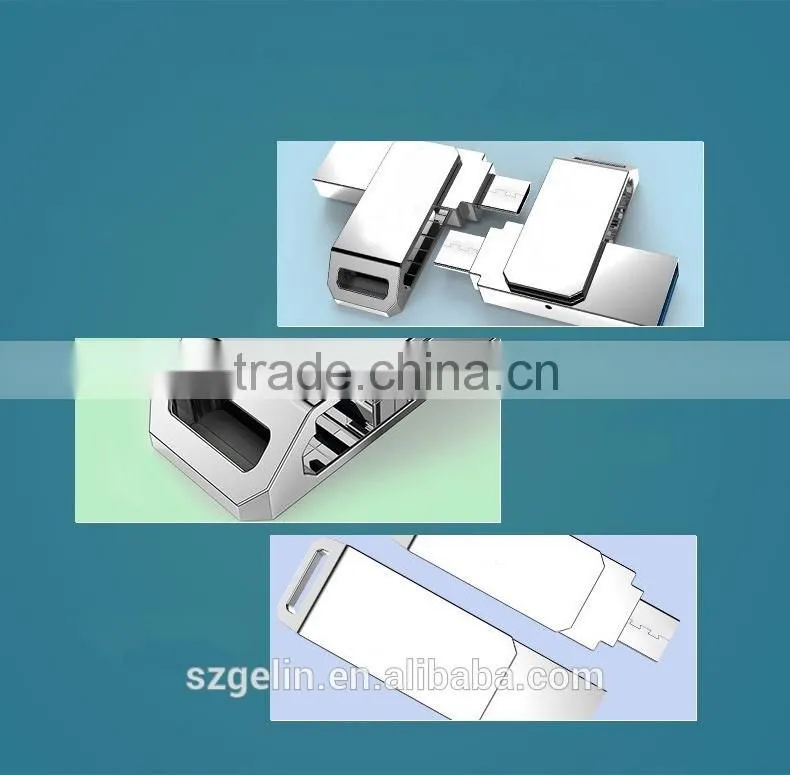 Mini metal material rotating double-head usb flash drive