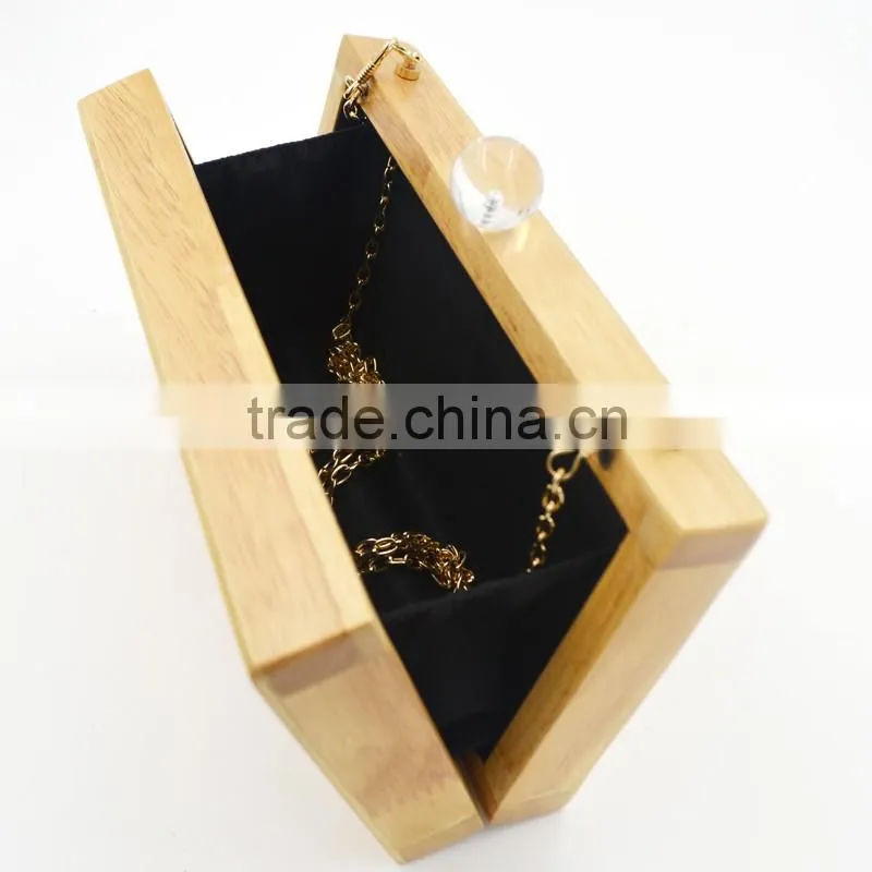 custom national style wooden purse eveing bag wood clutch