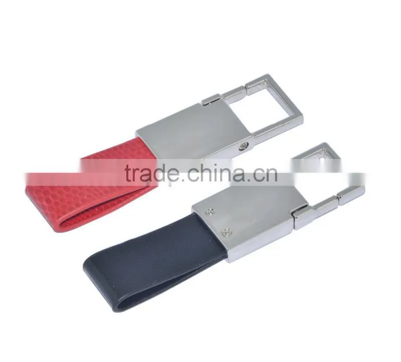 2016 exhibition Custom design high quality bussiness metal leather pu keychain