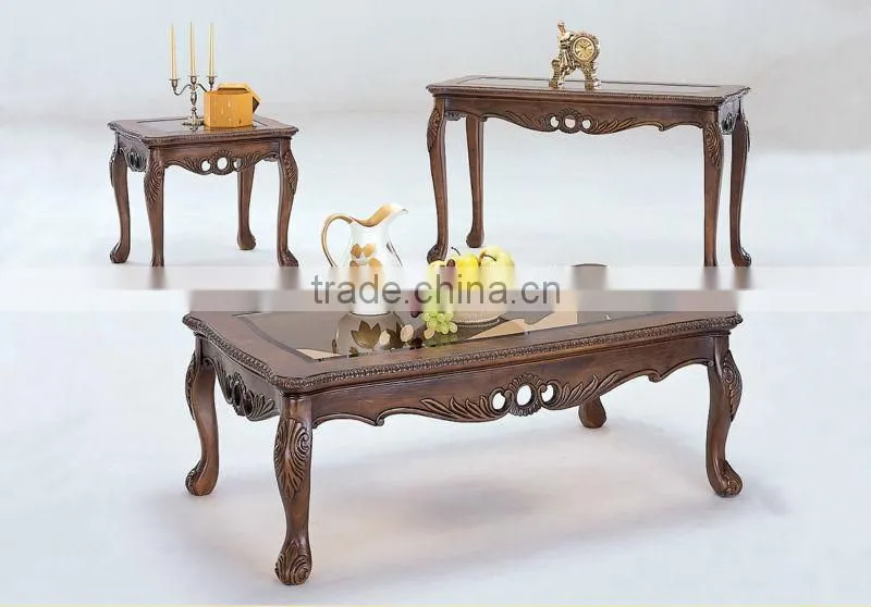 CF30004 Unique Carved Cutout apron Queen Anne Coffee End Sofa Table Sets