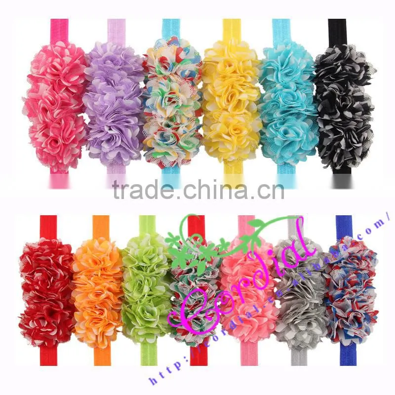 High Quality Shabby Chiffon Flower Trim,Chiffon Hair Flowers,Chiffon Flower Headband Cheap Wholesale