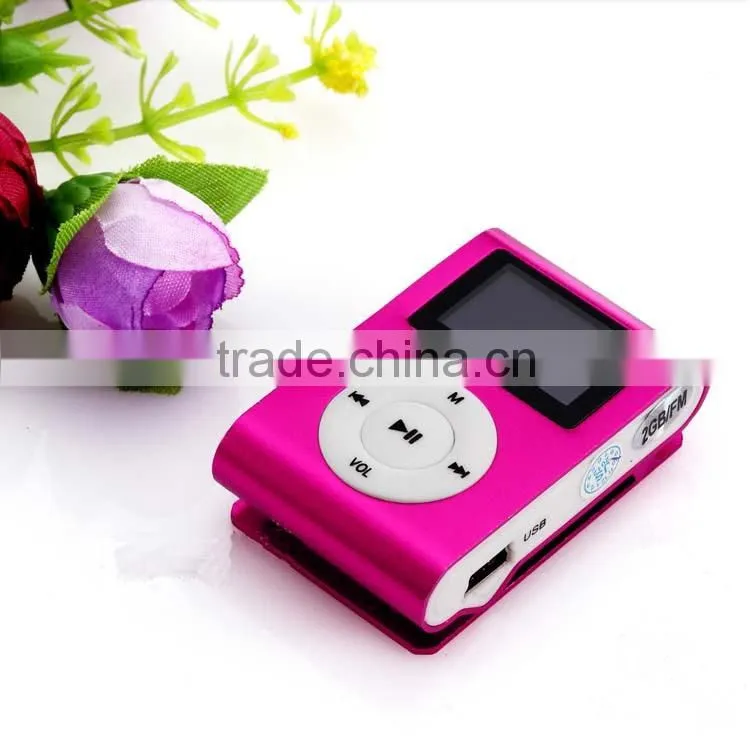 China Factory Cheap 1.1inch TFT Screen Metal Clip FM Mp3 Player With Mirco SD Card Slots
