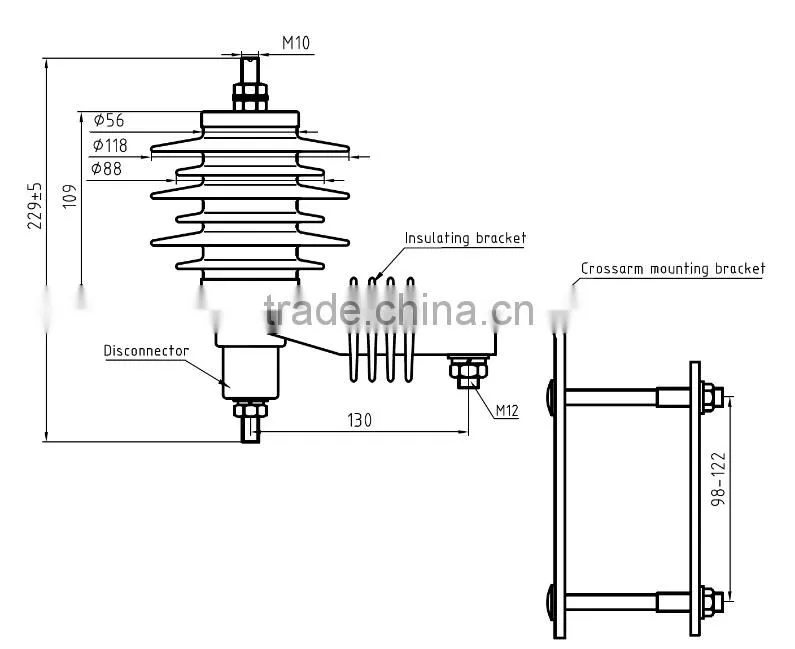 T0064 12kv high voltage metal oxide surge arrester/lightening arrester/lightning arrester