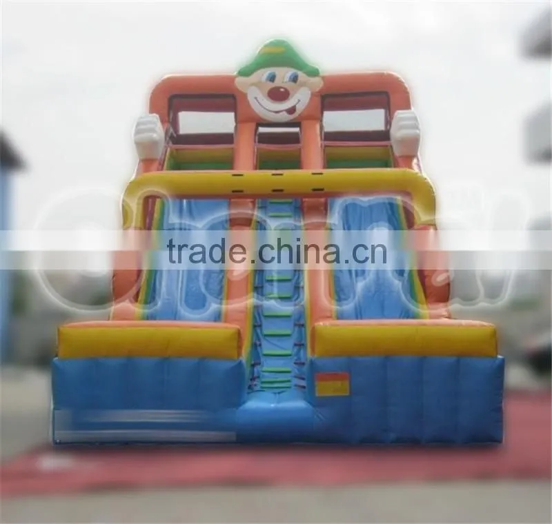 Local factory hot sales inflatable double lane clown slide for kids