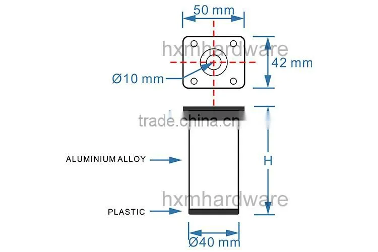 height adjustable aluminium alloy furniture legs HXM1306