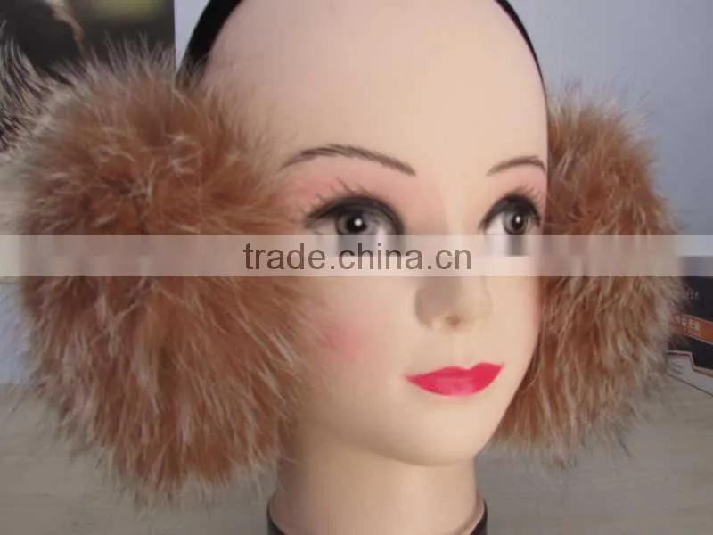 multy color warm fox fur hat earmuffs