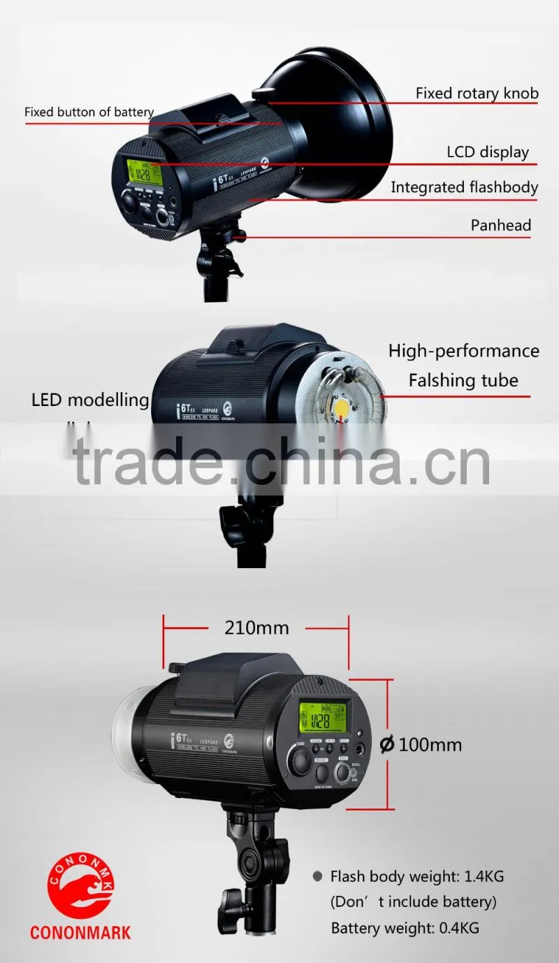 CONONMARK digital 600WS i6T digital camera studio outdoor photo strobe flashlight with transmitter