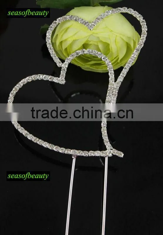 wholesale rhinestone wedding heart shaped cake toppers