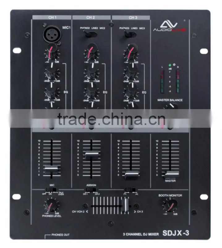 SDJX-3 high quatity low price mp3 player dj mixer with headphone monitor split