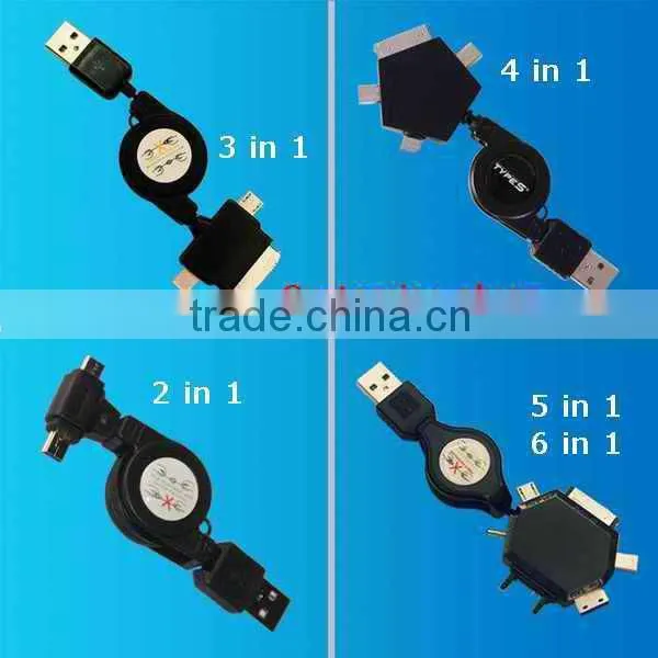 6 in 1 foldable usb charger for mobile Phones