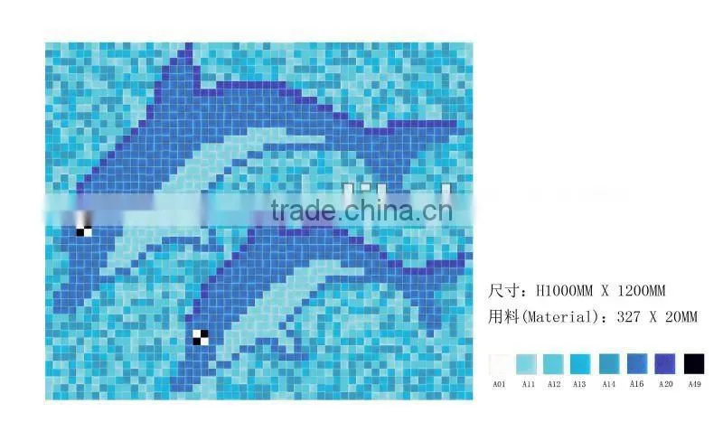 New design handmade non-cutting pool water flower mosaic pattern Tile