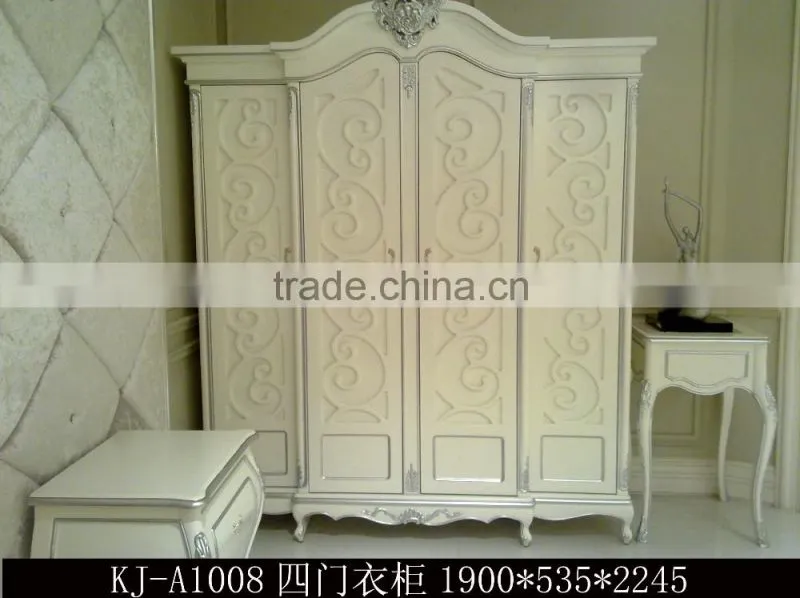 Manufacturer direct supplier Modern elegant France type bedroom furniture Bed Bedside table Wardrobe Dressing table Bench