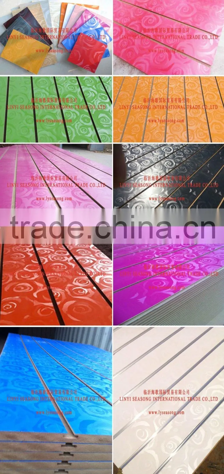 China 1220*2440*15mm white slatwall groove board for shop fitting
