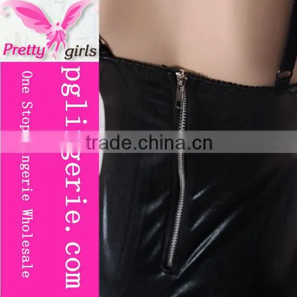 Factory Price Black Cheap Leather Catsuit Jumpsuit