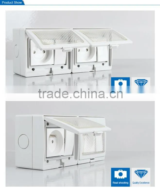 European multiple 250V power wall switch and socket SP-2FRS