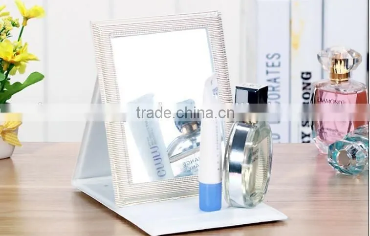 Unique Desktop Compact Mirror PU Leather Makeup Cosmetic Mirror Foldable Table Mirror