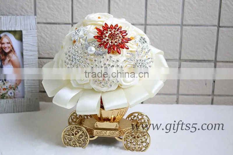Handmade Wedding Flowers Jewels Crystals Satin Ribbon wedding bouquets