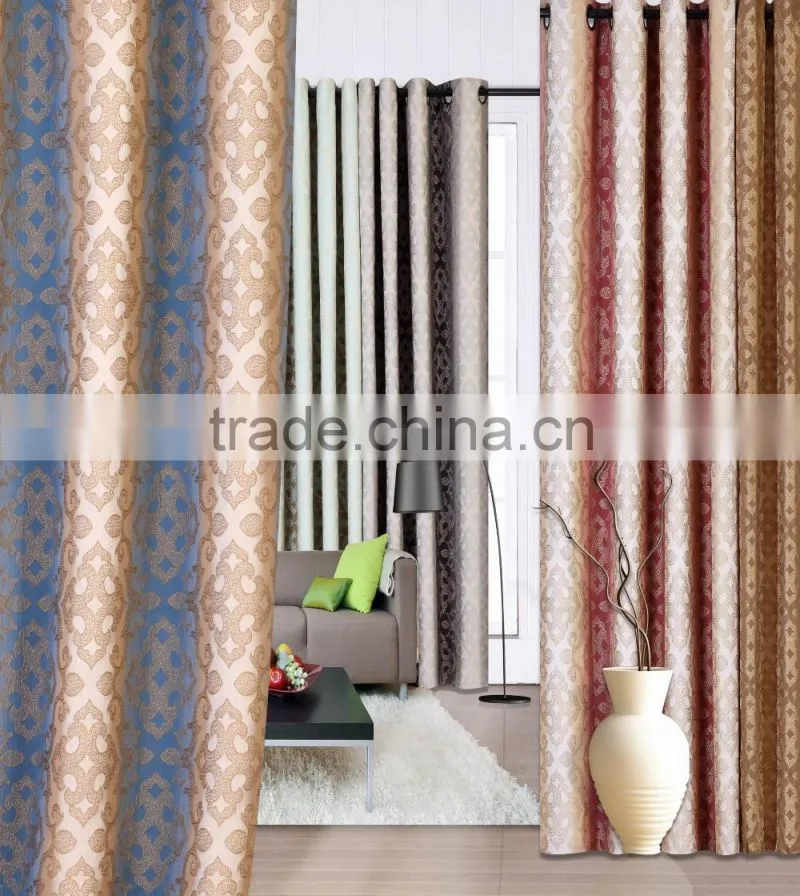 1pc cheap yarn dyed different colors luxury styles of jacquard dubai rideau en tissu/dubai curtain fabric with 8pcs grommets
