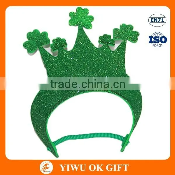 Wholesale Irish St Patricks Day EVA Clover Glitter Powder Kids Stereoscopic Crown Party Decoration Hat