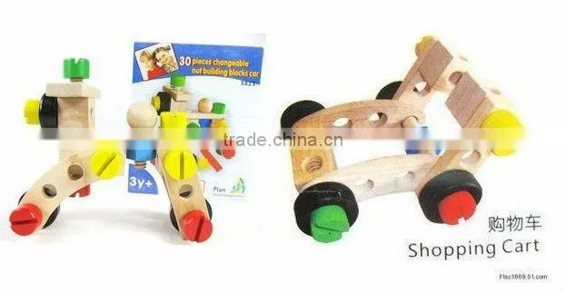 Hot sale item --- 30 pieces changeable nut building blocks car