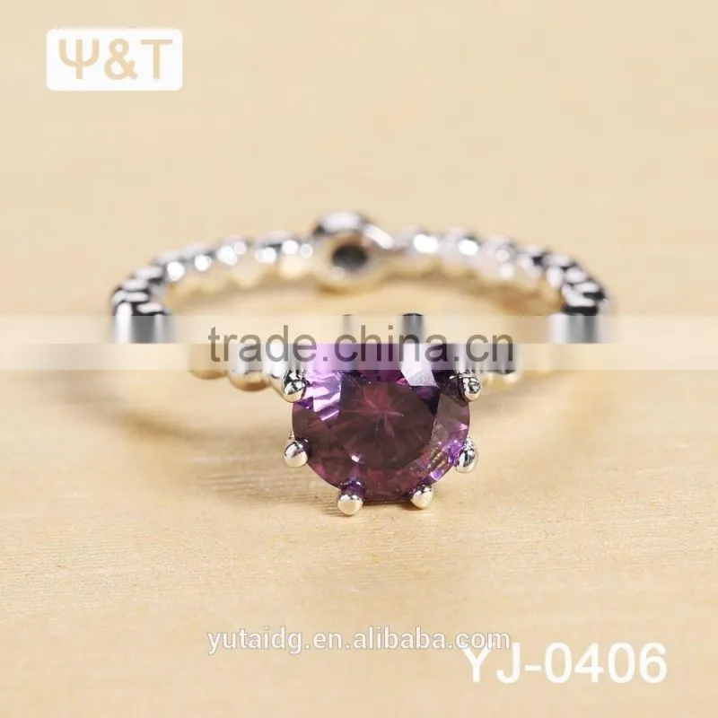 Jingli Jewelry S925 Silver Finger Ring With Purple Stone (YJ-406)