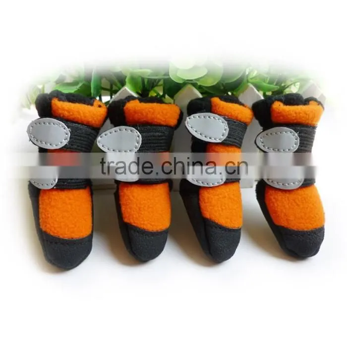 JML 2016 new design wholesale pet accessories of winter dog footwear with polar fleece pet soft sole shoes