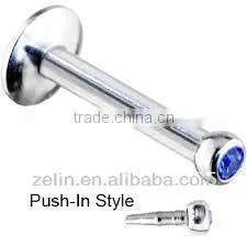 2014 wholesale cheap gold plating gem fashion lip labret rings body piercing jewelry