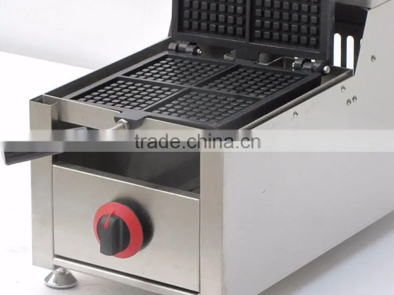 Stainless Steel Gas style four slices 180 degrees rotated industrial square gas waffle maker, Liege belgian Gas waffle baker