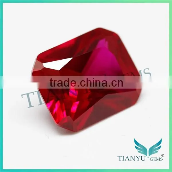 Loose wholesale Octagon Princess Cut Created Synthetic Red Star Ruby