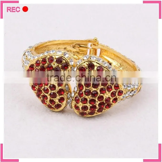 Imitation gold bracelet designs for party, 2 hearts new imitation gold bracelet models