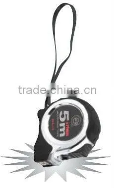 Steel measuring tape with chrome plated case