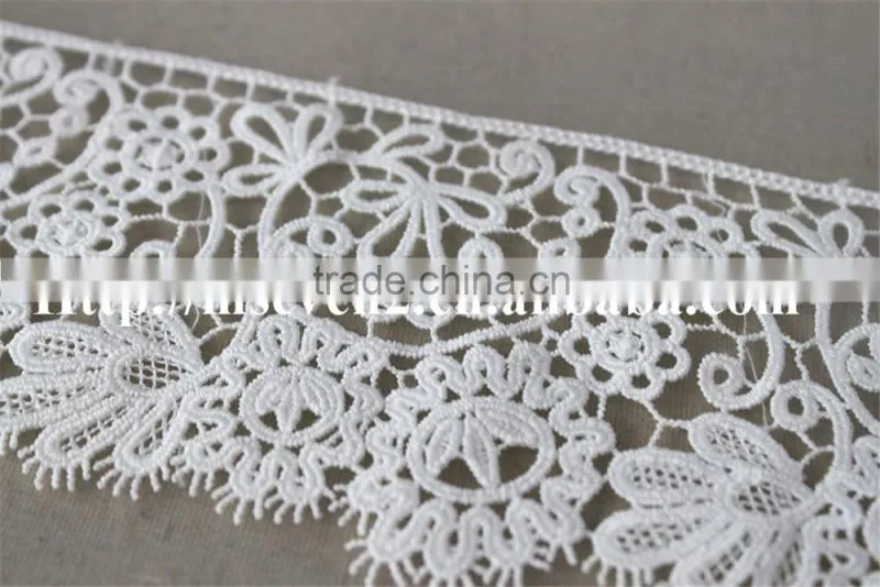 good price lace in 7.5cm wide embroidery polyester lace trim eyelash in white lace trim