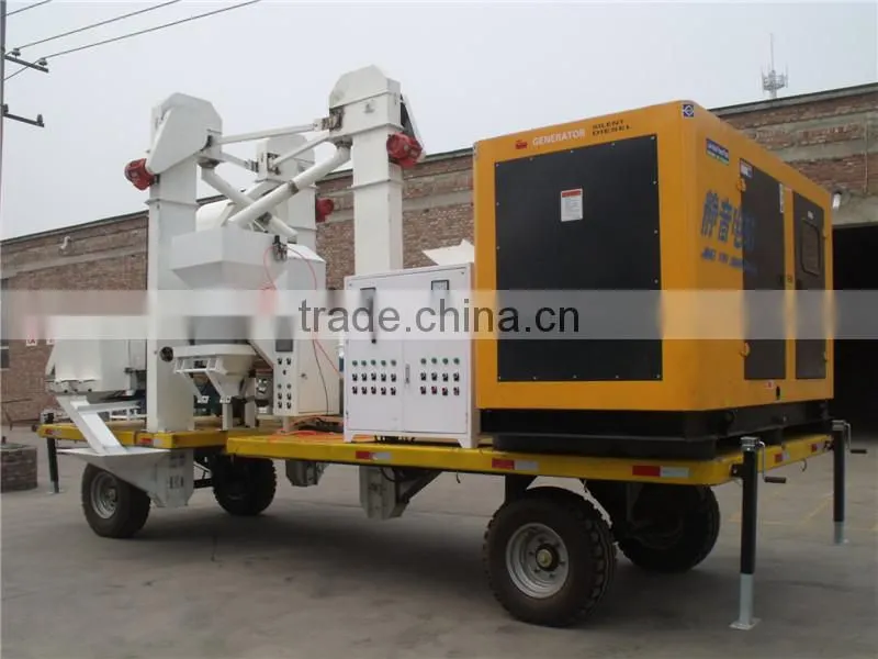 mobile grain seed processing plant with diesel generator