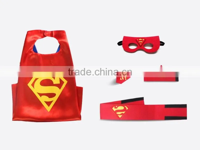 YS Hot Selling Superhero Cape Mask Whole Set 1 cape 1 mask 2 wristband 1 waistband