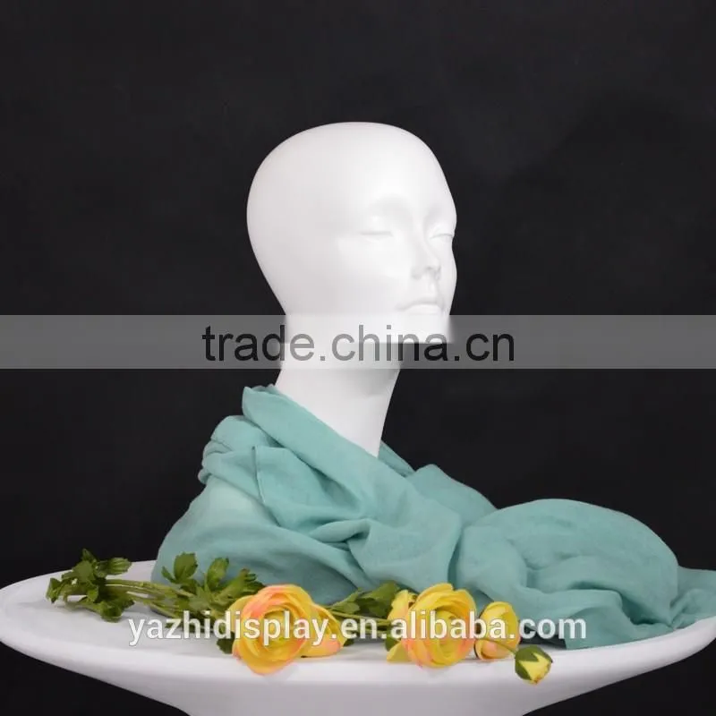 Fashion Fiberglass White Female Mannequin Head For Scarf Display