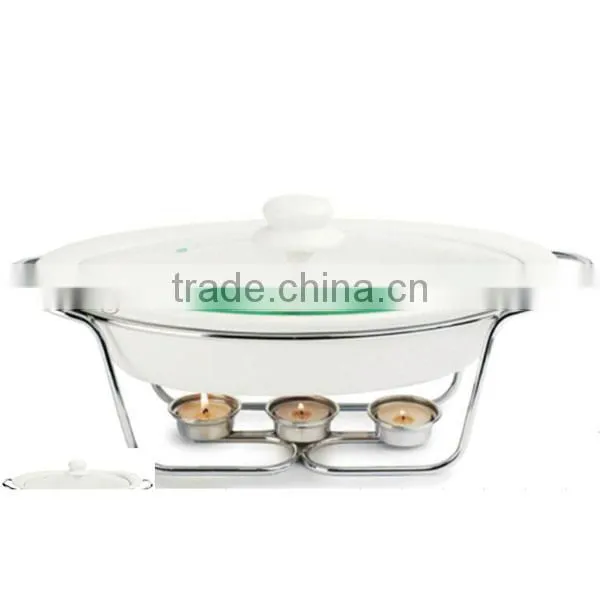 ceramic cookware sets pan with glass cover and silver metal stand