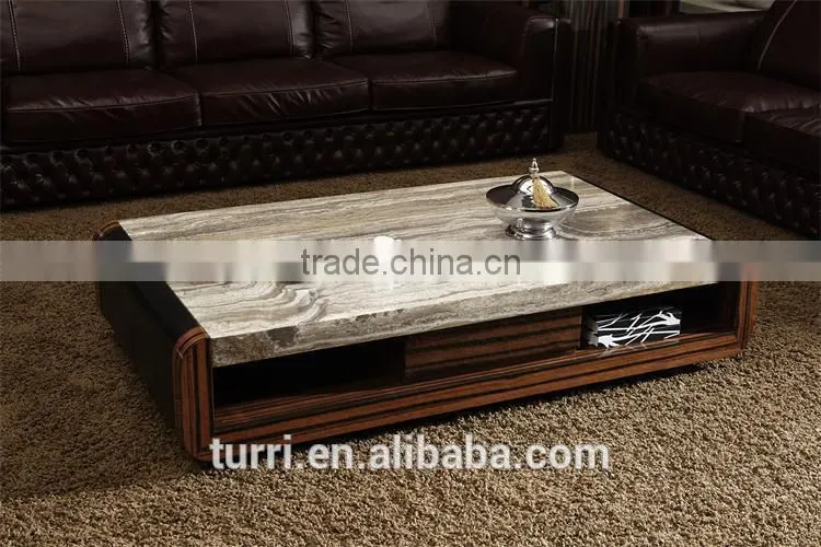 High End Classic model wooden base marble coffee table