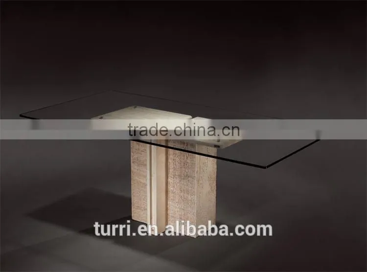 Italy modern design TV stand glass top white travertine base