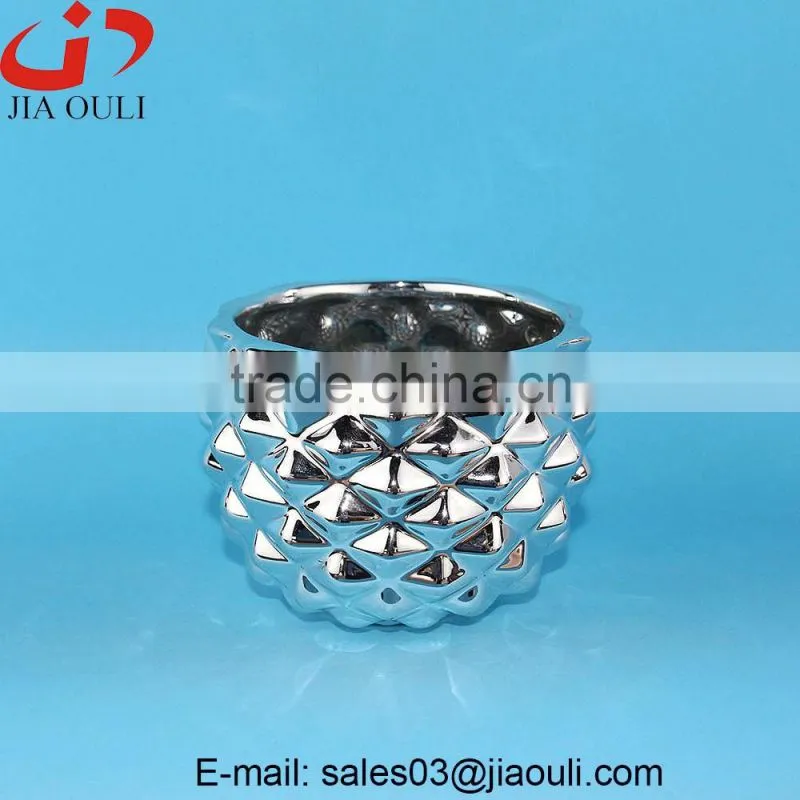 MINI pineapple shape silver plating ceramic pot, planters pots
