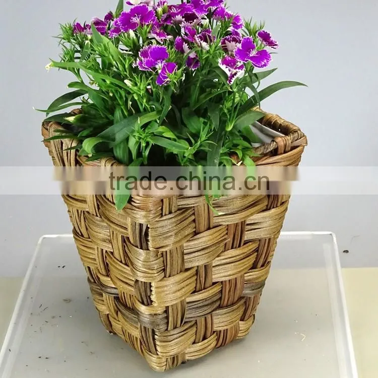 Brown Rattan Rectangle Woven Plastic Basket