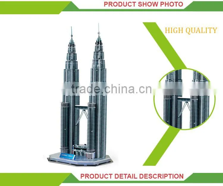 Funny intelligence toy paper set world architecture 3d puzzle