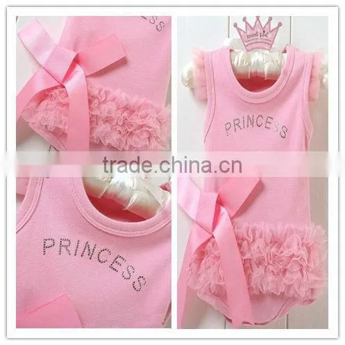 Hot sale ! Fashionable Girls Boutique Children Summer Lace Romper with Straps and Bow for Infant ,Toddler