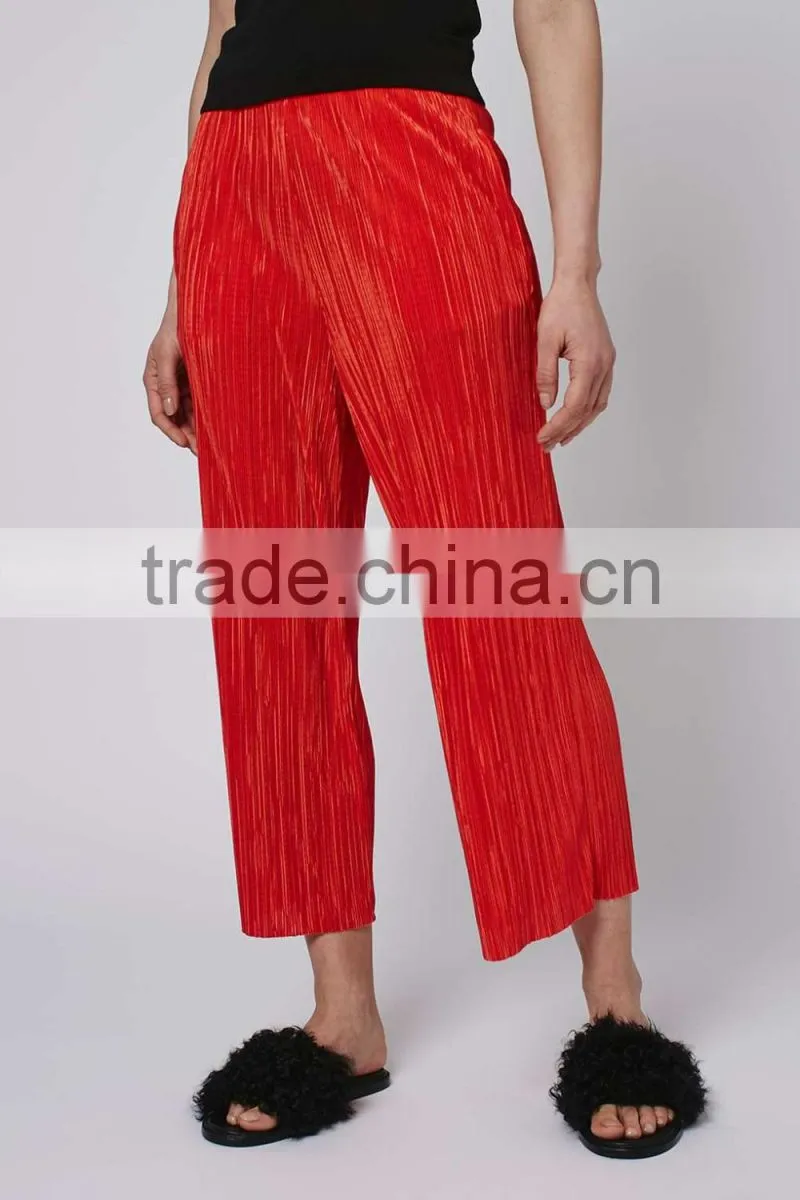 Women clothing latest fashion pleated casual red fashion pant jogger pant