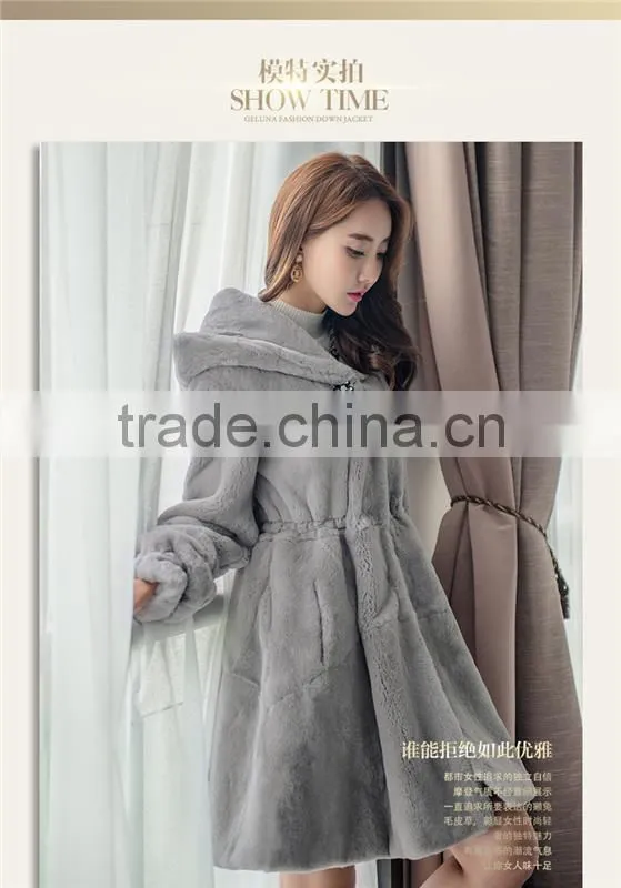 Professional winter warm fur jacket women Genuine leather real whole rabbit fur coat Lady Natural Rabbit Fur overcoat