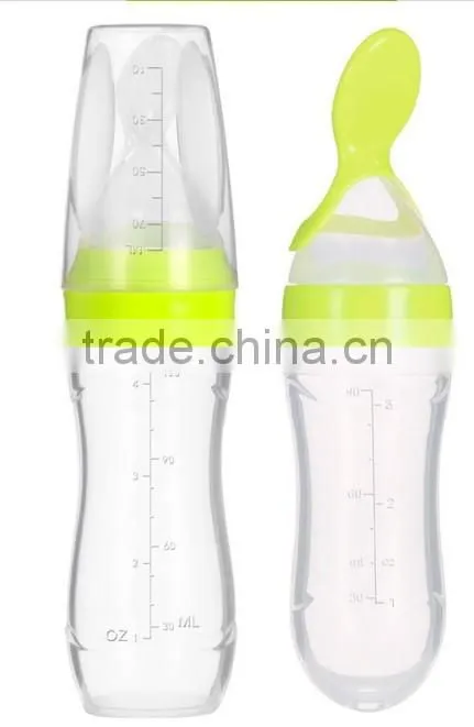 baby food feeding bottle/silicone feeding spoon for baby