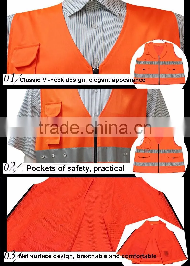 safe protective orange LED construction vest for workers
