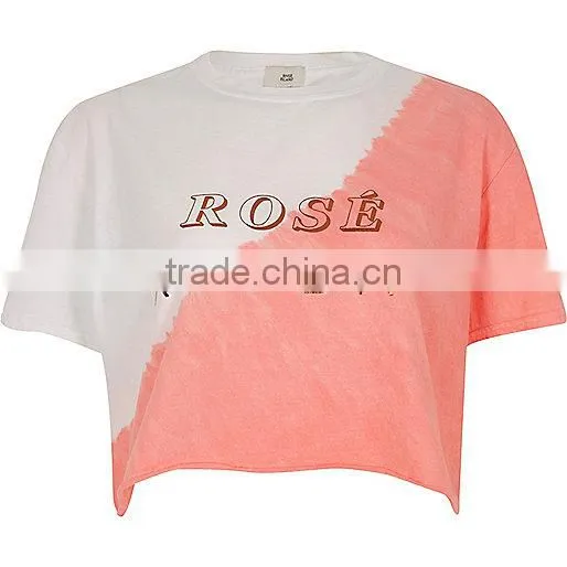 2017 o-neck new fashion design mix color casual crop top for woman