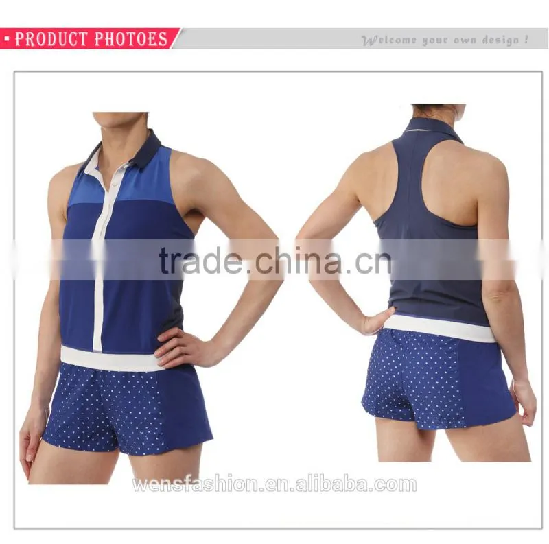 2016 new fashion women sleeveless polo shirt with front botton