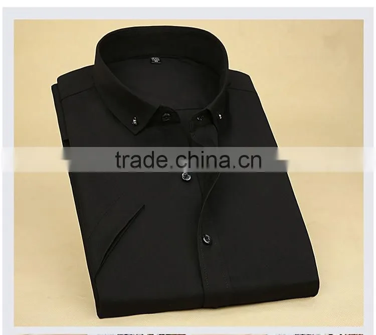 Black and white striped short-sleeve shirt cotton business and leisure travelers no-iron cultivate one's morality men's button-d
